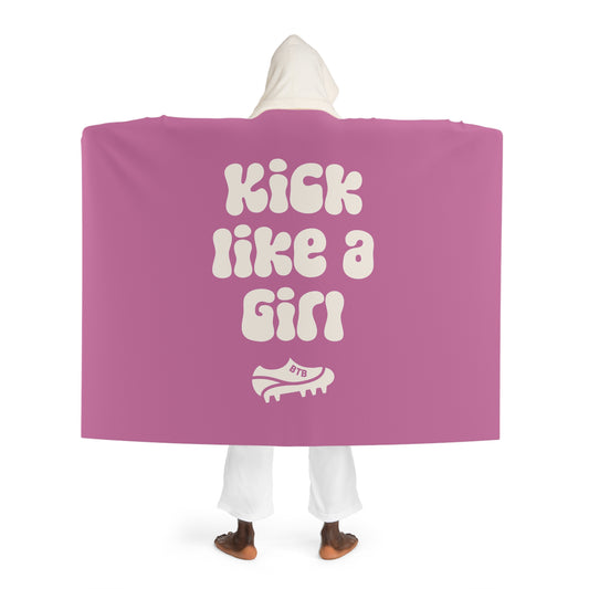 Hooded Sherpa "Kick Like a Girl" Fleece Blanket