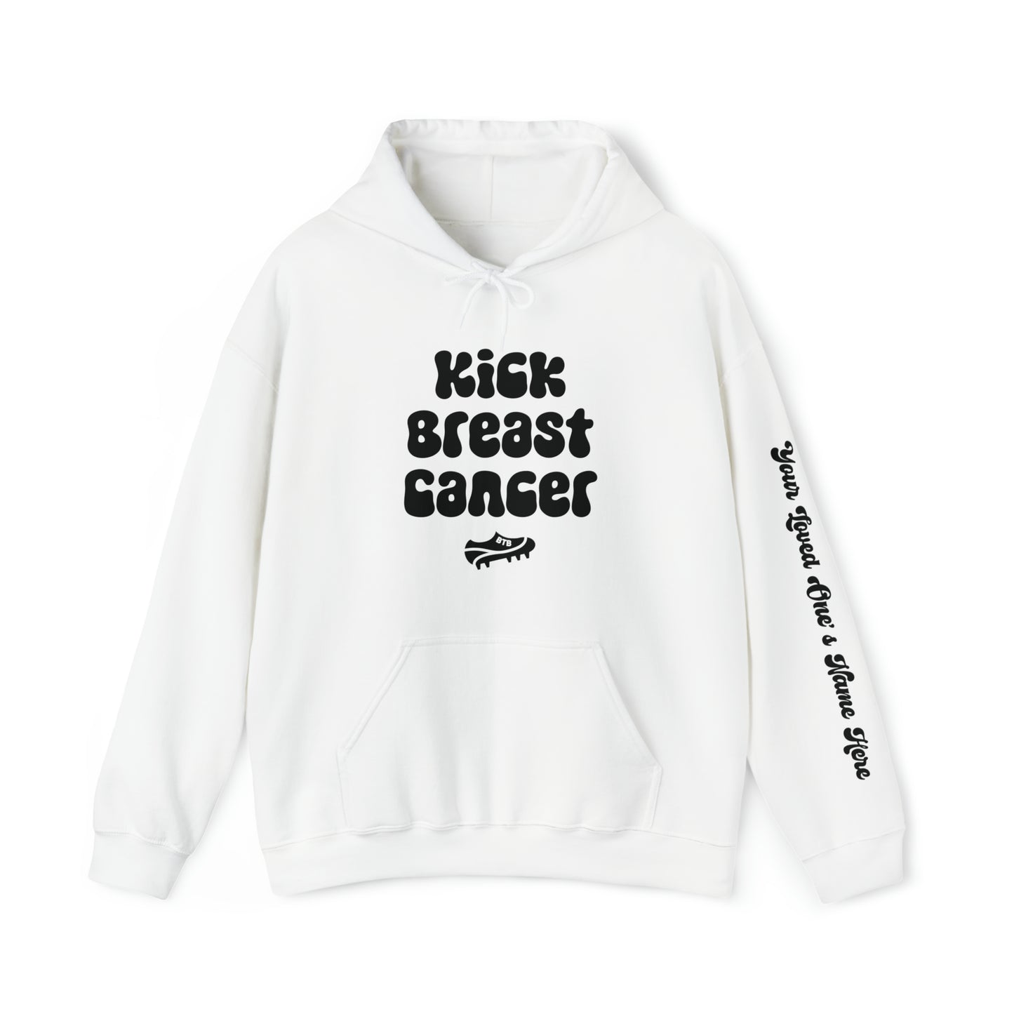 CUSTOMIZABLE SLEEVE Comfy Kick Breast Cancer Heart Hoodie