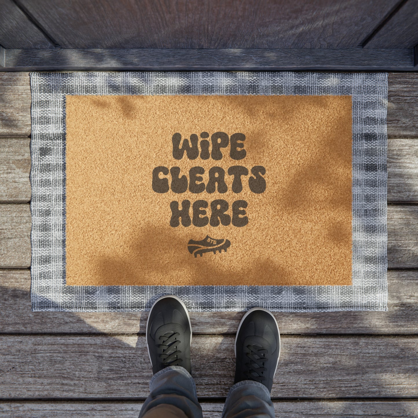 "Wipe Cleats Here" Doormat