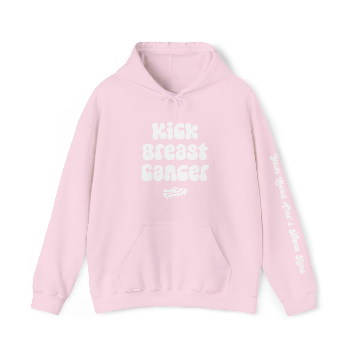 CUSTOMIZABLE SLEEVE Comfy Kick Breast Cancer Heart Hoodie